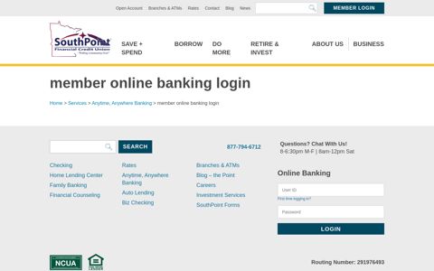 member online banking login - SouthPoint Financial Credit ...