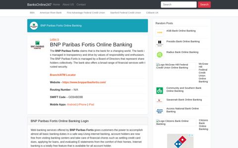 BNP Paribas Fortis Online Banking Login