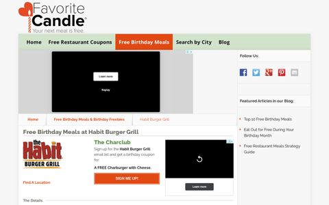Free Birthday Meals-Habit Burger Grill - FavoriteCandle