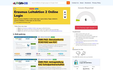 Erasmus Leitaktion 2 Online Login