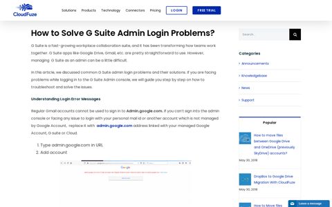 How to Solve G Suite Admin Login Problems? - CloudFuze