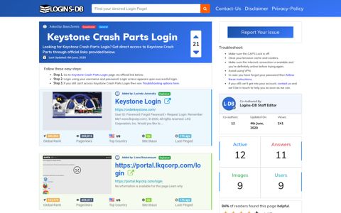 Keystone Crash Parts Login - Logins-DB