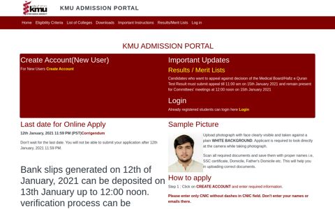 KMU Admission Portal: KMU Entrance Test Registration and ...