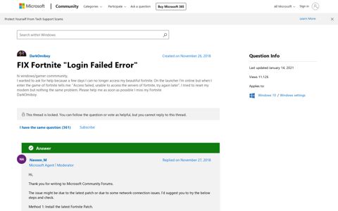 FIX Fortnite "Login Failed Error" - Microsoft Community