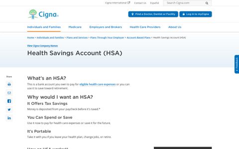 Health Savings Account (HSA) | Cigna