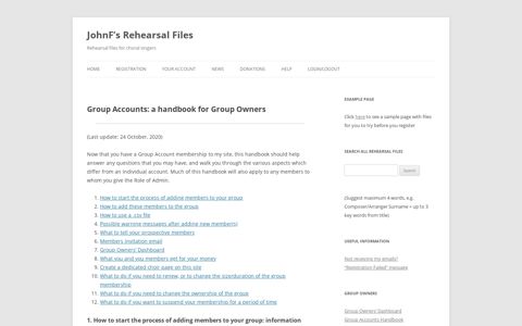 Group Account Handbook - JohnF's Rehearsal Files
