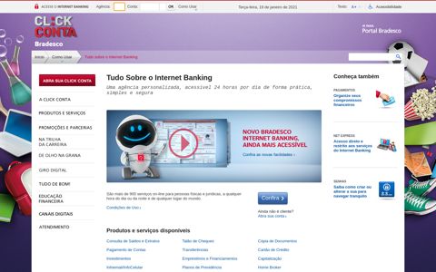 Tudo sobre o Internet Banking | Bradesco - Click Conta
