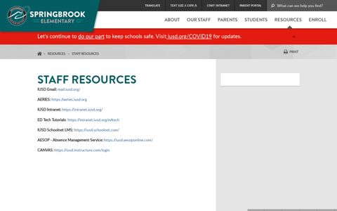 Staff Resources - Springbrook Elementary - Irvine Unified ...