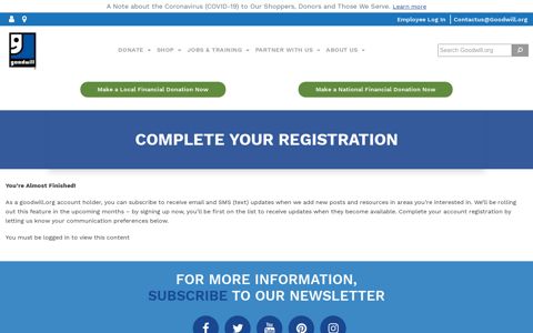 Complete Your Registration - Goodwill Industries International