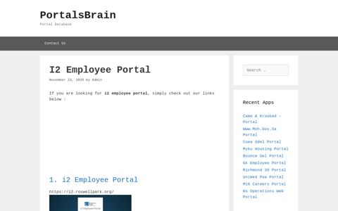 I2 Employee - I2 Employee Portal - PortalsBrain - Portal Database