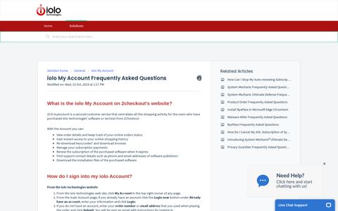 iolo My Account Frequently Asked Questions - iolo Support
