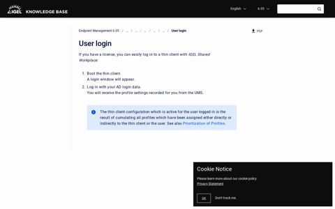 User login - IGEL Knowledge Base