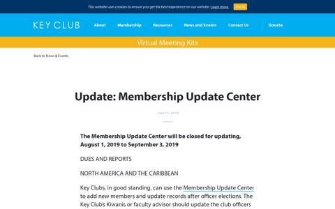 Update: Membership Update Center - Key Club