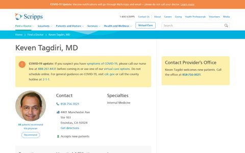 Dr. Keven Tagdiri - Encinitas - Internal Medicine - Scripps Health