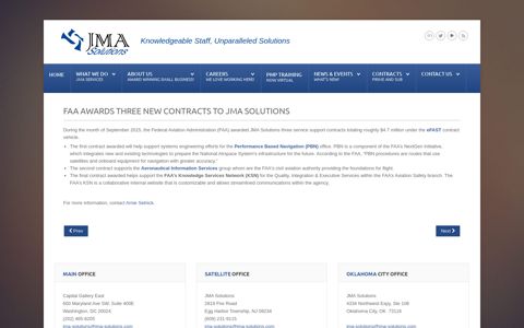 FAA AWARDS THREE NEW CONTRACTS TO JMA SOLUTIONS