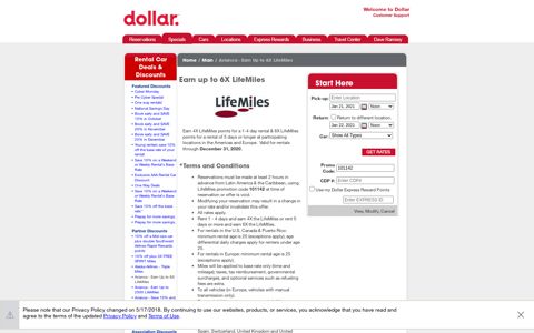 Avianca LifeMiles | Specials | Dollar