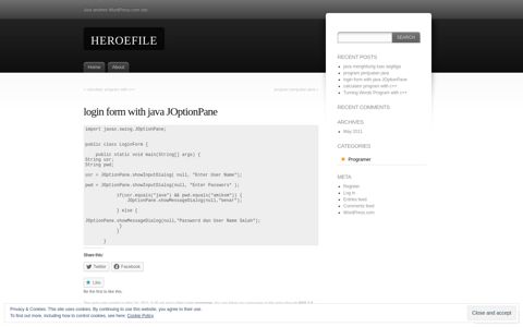 login form with java JOptionPane | heroefile