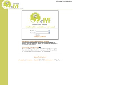 eIVF Patient Portal - Login