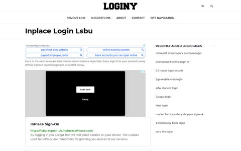 Inplace Login Lsbu ✔️ One Click Login - loginy.co.uk