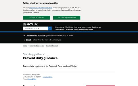 Prevent duty guidance - GOV.UK