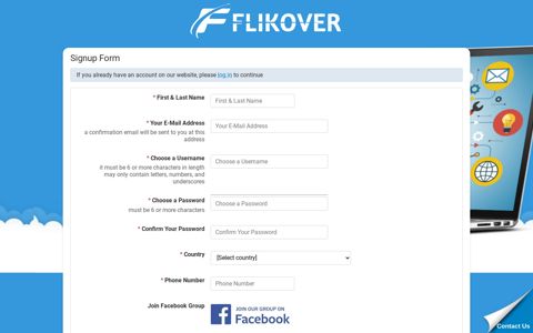 Sign Up - Flikover