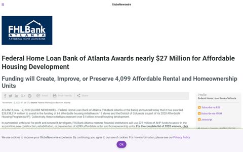 Federal Home Loan Bank of Atlanta Awards nearly $27 Million ...