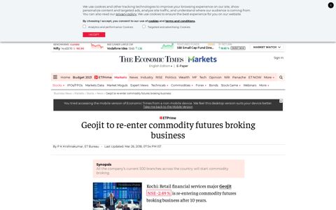 Geojit to re-enter commodity futures broking business - The ...
