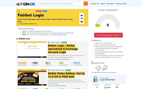 Fairbet Login - Find Login Page of Any Site within Seconds!