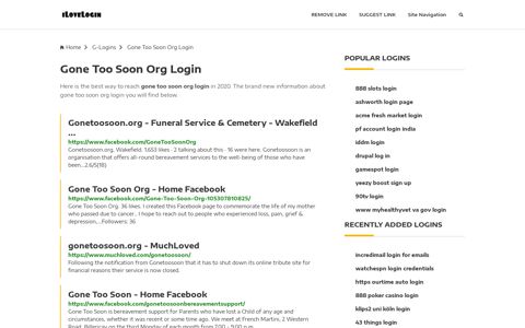 Gone Too Soon Org Login ❤️ One Click Access - iLoveLogin