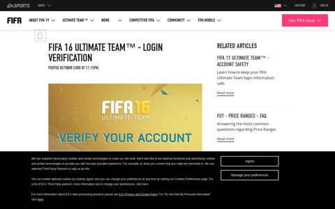 FIFA 16 Ultimate Team™ - Login Verification