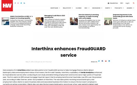 Interthinx enhances FraudGUARD service - HousingWire
