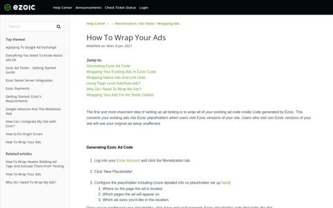 How To Wrap Your Ads - Ezoic Support & Help