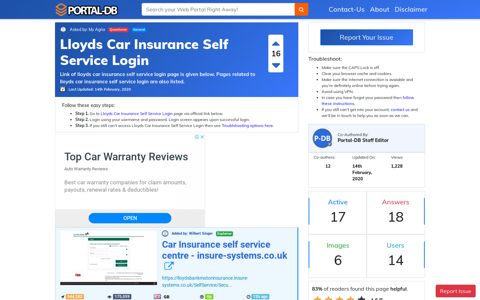 Lloyds Car Insurance Self Service Login - Portal-DB.live