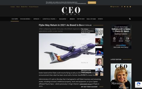 Flybe May Return in 2021 as Brand is Bought Out - CEO Today