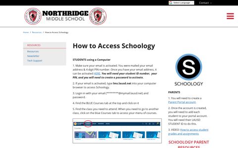 How to Access Schoology - Northridge Middle School