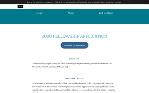 2020 Application — The Mahatma Gandhi Fellowship