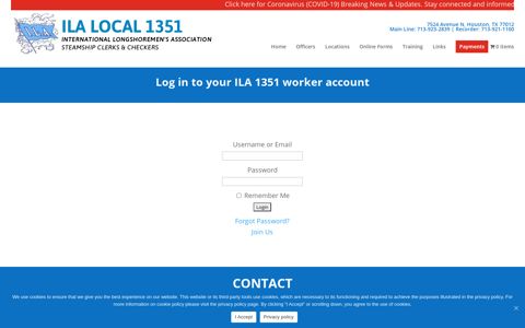 Log in to your ILA 1351 worker account