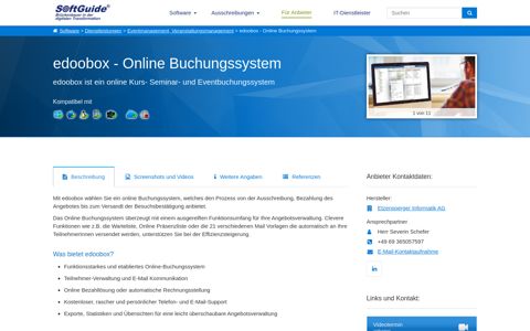 Software: edoobox - Online Buchungssystem - Softguide