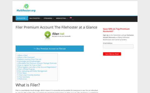 Filer Premium Account – The Filehoster at a Glance