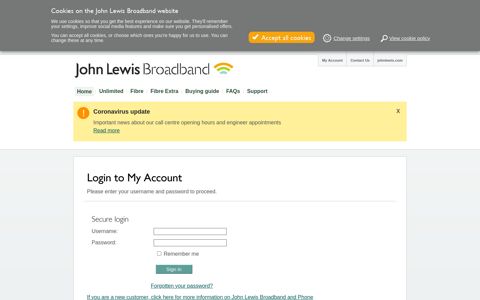 Login to My Account - John Lewis Broadband