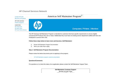 Americas Self Maintainer Program - HP