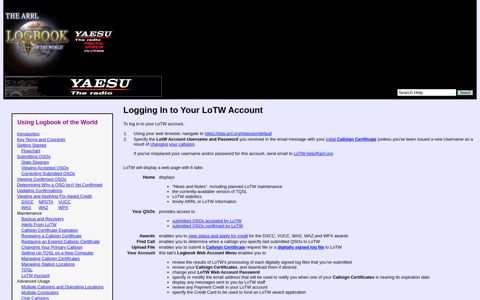lotw-login — Logbook of the World (LoTW) Help Pages