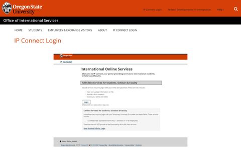 IP Connect Login | Office of International Services | Oregon ...