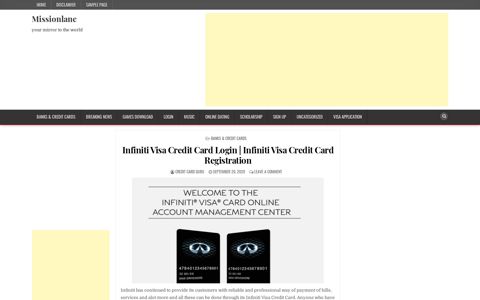 Infiniti Visa Credit Card Login - Missionlane