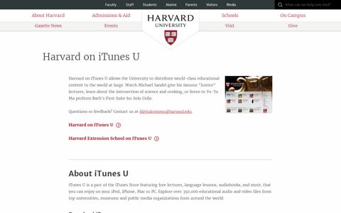 Harvard on iTunes U | Harvard University