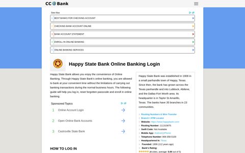 Happy State Bank Online Banking Login - CC Bank