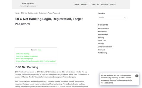 IDFC Net Banking Secure Login, Registration, Forget Password