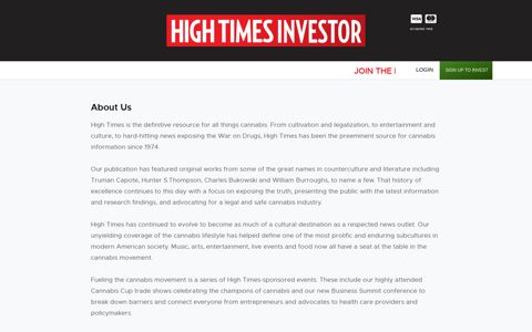 About Us : Become a Shareholder in High Times – The ...