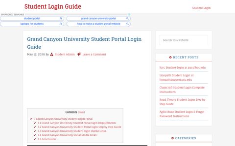 Grand Canyon University Student Portal Login