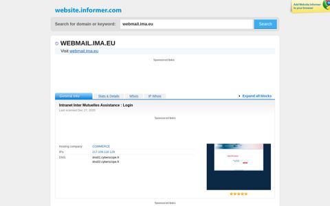 webmail.ima.eu at WI. Intranet Inter Mutuelles Assistance : Login